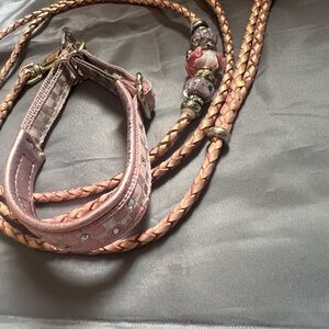 Elegant Pink Dog Collar and Leash Set